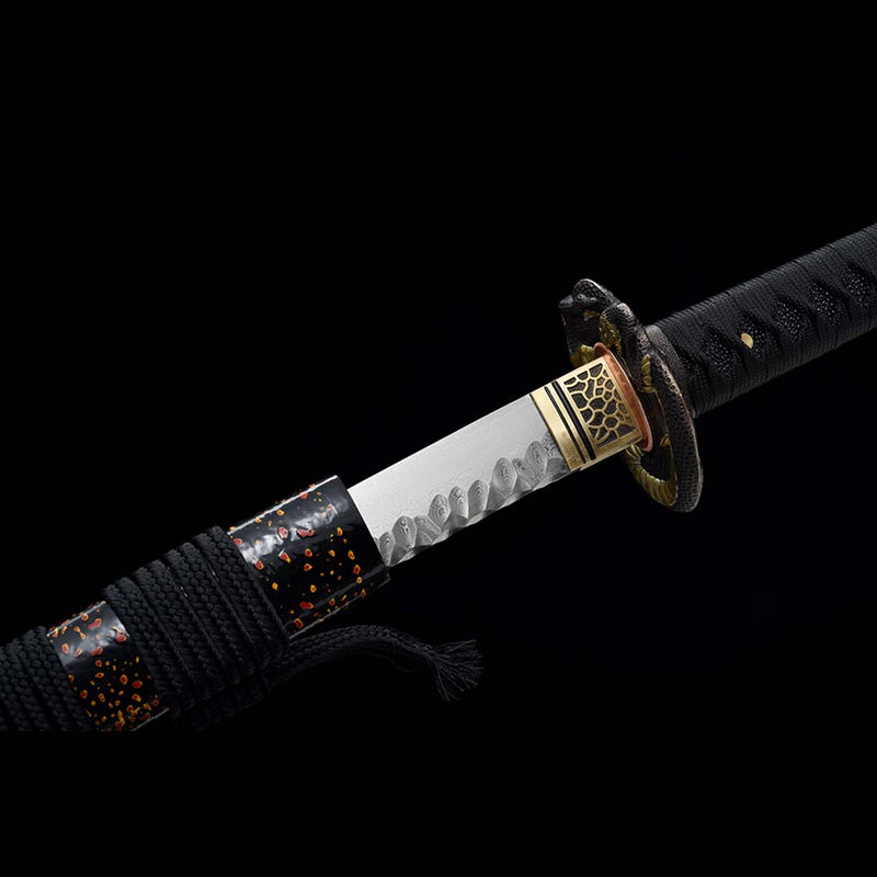 Gefaltetes Stahlschwert mit Schlangenmuster, japanisches Katana-Schwert mit Schlangenzubehör 