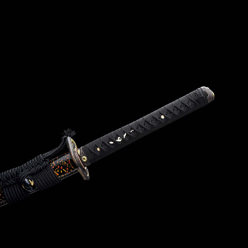 Gefaltetes Stahlschwert mit Schlangenmuster, japanisches Katana-Schwert mit Schlangenzubehör 
