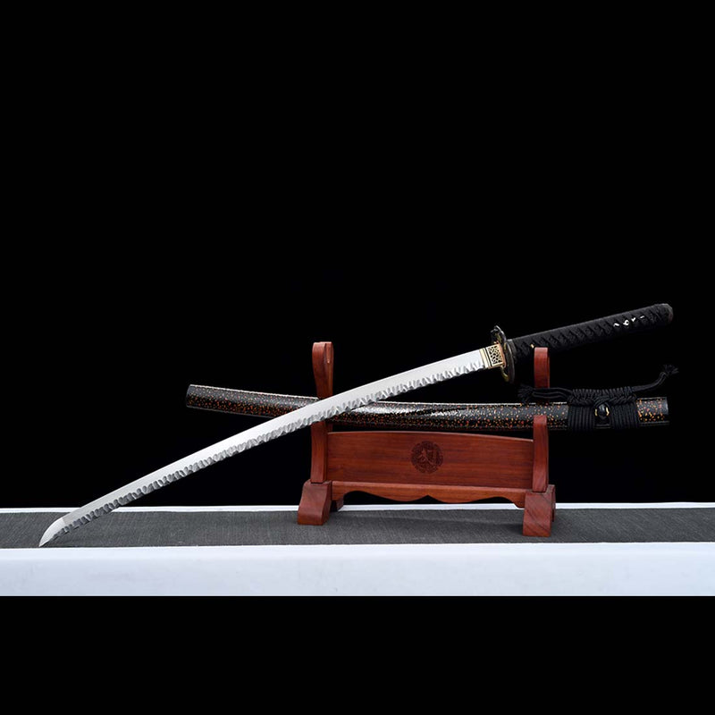 Gefaltetes Stahlschwert mit Schlangenmuster, japanisches Katana-Schwert mit Schlangenzubehör 