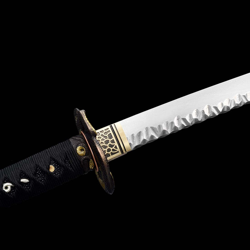 Gefaltetes Stahlschwert mit Schlangenmuster, japanisches Katana-Schwert mit Schlangenzubehör 