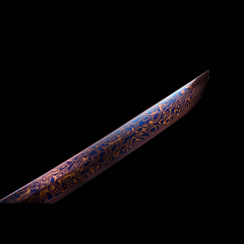 Folded Steel Bluing Craft Dragon Pattern Japanese Samurai Katana with Dragon Scabbard and Fitting 