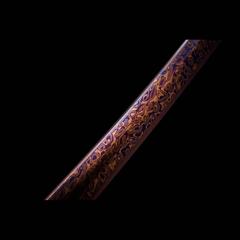 Folded Steel Bluing Craft Dragon Pattern Japanese Samurai Katana with Dragon Scabbard and Fitting 