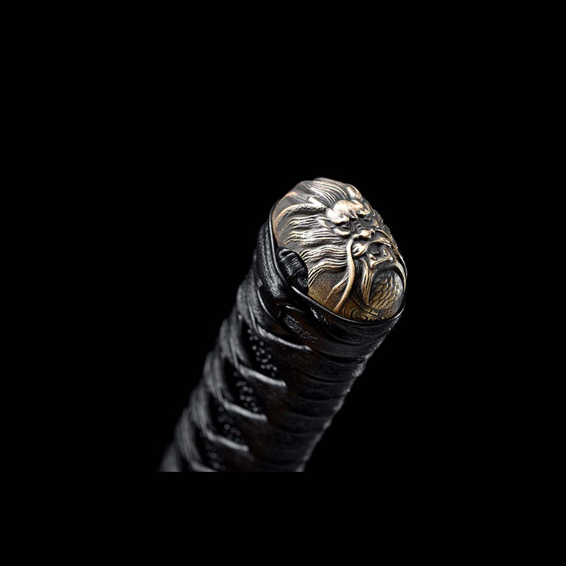 Folded Steel Bluing Craft Dragon Pattern Japanese Samurai Katana with Dragon Scabbard and Fitting 