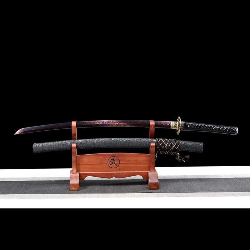 Folded Steel Bluing Craft Dragon Pattern Japanese Samurai Katana with Dragon Scabbard and Fitting 