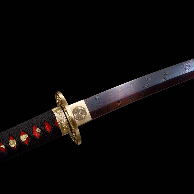 Naraka Bladepoint gefalteter Stahl Buling Full Tang Japanisches Samurai-Katana mit Kupferschnitzbeschlag 