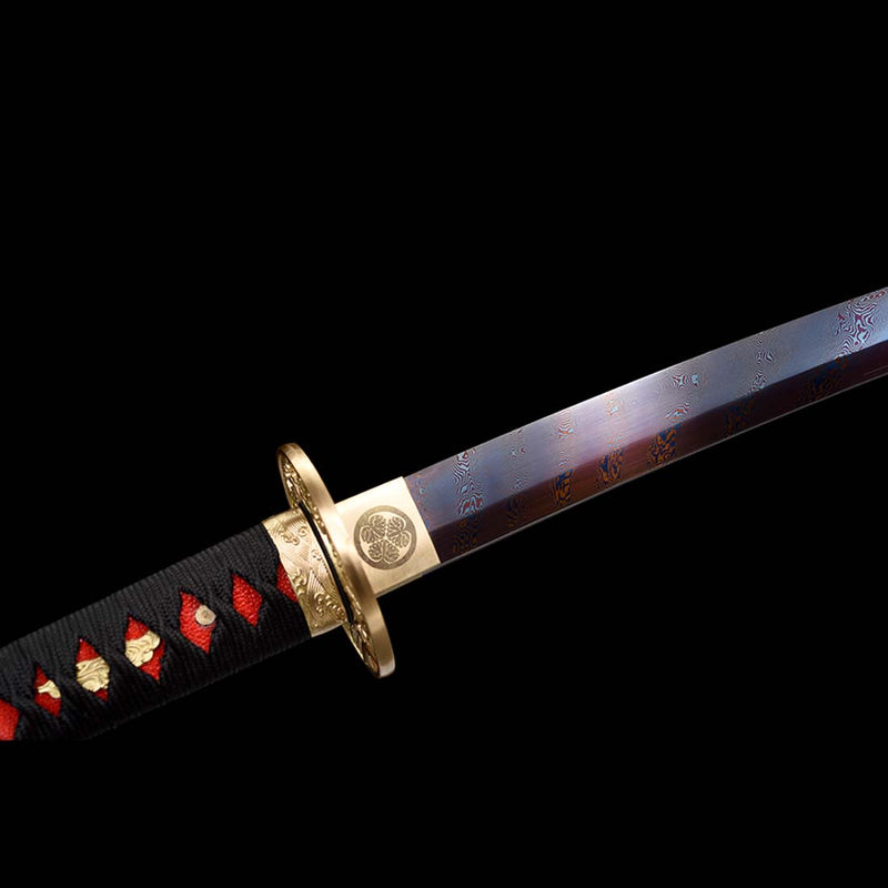 Naraka Bladepoint gefalteter Stahl Buling Full Tang Japanisches Samurai-Katana mit Kupferschnitzbeschlag 