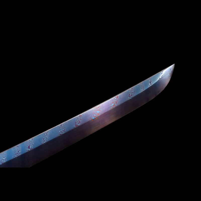 Naraka Bladepoint gefalteter Stahl Buling Full Tang Japanisches Samurai-Katana mit Kupferschnitzbeschlag 