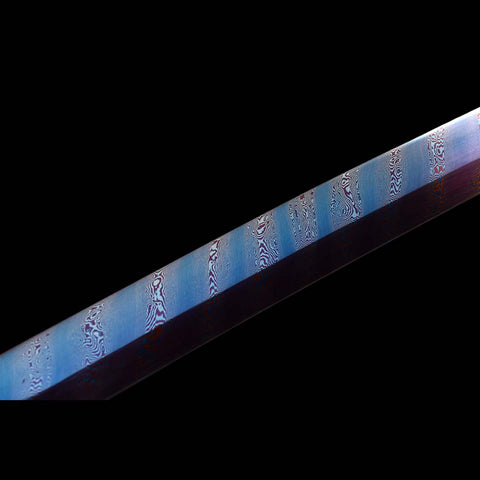 Handmade Japanese Samurai Katana, Naraka Bladepoint Folded Steel Buling Full Tang Blade Pure Copper Carving Fitting-COOLKATANA-QQ-0243-U