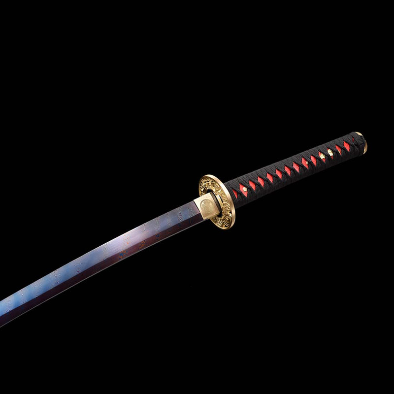 Naraka Bladepoint gefalteter Stahl Buling Full Tang Japanisches Samurai-Katana mit Kupferschnitzbeschlag 