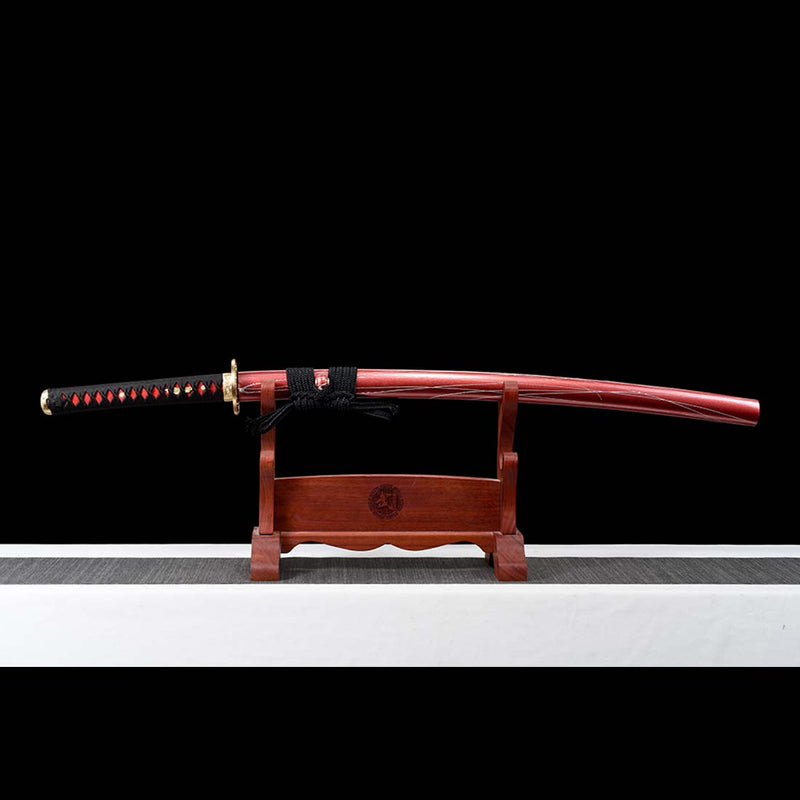 Naraka Bladepoint gefalteter Stahl Buling Full Tang Japanisches Samurai-Katana mit Kupferschnitzbeschlag 