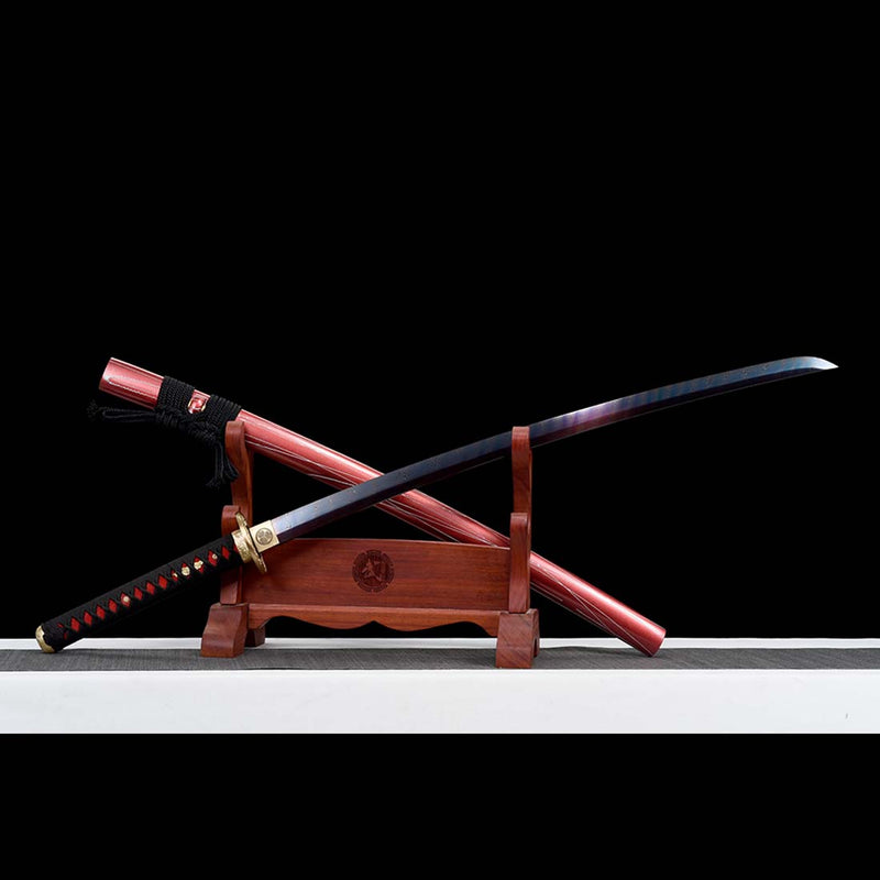 Naraka Bladepoint gefalteter Stahl Buling Full Tang Japanisches Samurai-Katana mit Kupferschnitzbeschlag 