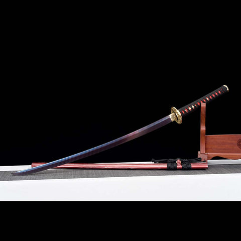 Handmade Japanese Samurai Katana, Naraka Bladepoint Folded Steel Buling Full Tang Blade Pure Copper Carving Fitting-COOLKATANA-QQ-0243-U