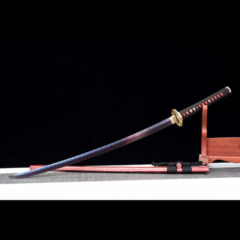 Handmade Japanese Samurai Katana, Naraka Bladepoint Folded Steel Buling Full Tang Blade Pure Copper Carving Fitting-COOLKATANA-QQ-0243-U
