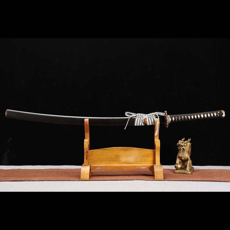 ดาบซามูไรญี่ปุ่นเหล็ก T10 ดาบ Soul Eater พร้อมทัสบะทองเหลือง - COOLKATANA 
