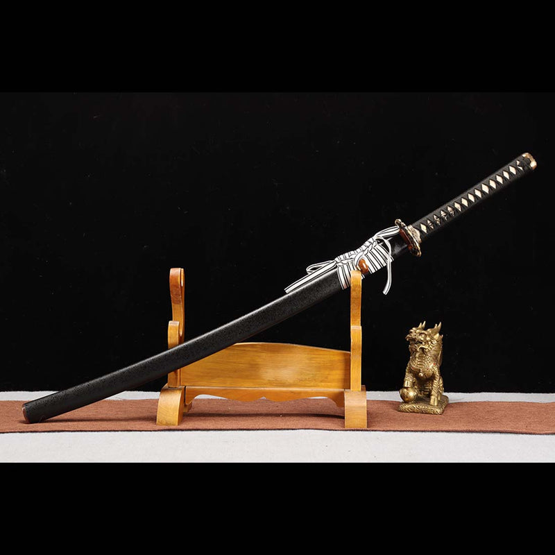 ดาบซามูไรญี่ปุ่นเหล็ก T10 ดาบ Soul Eater พร้อมทัสบะทองเหลือง - COOLKATANA 