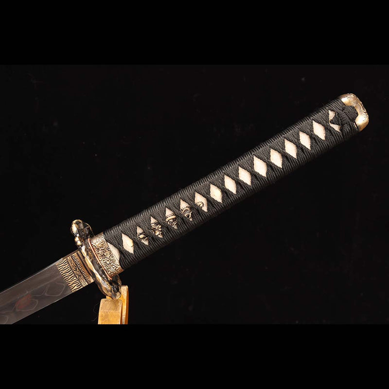 ดาบซามูไรญี่ปุ่นเหล็ก T10 ดาบ Soul Eater พร้อมทัสบะทองเหลือง - COOLKATANA 