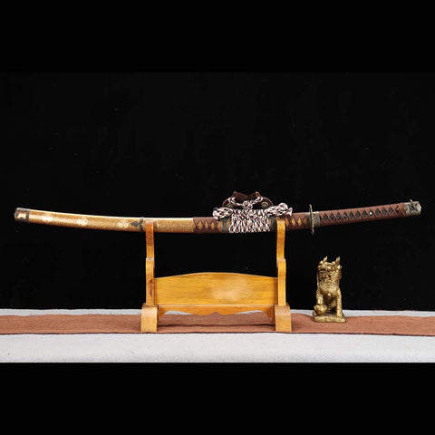 Handmade Japanese Tachi Sword, Oda Nobunaga Sword T10 Steel Clay Tempered Cypress Saya-COOLKATANA-QQ-0209-U