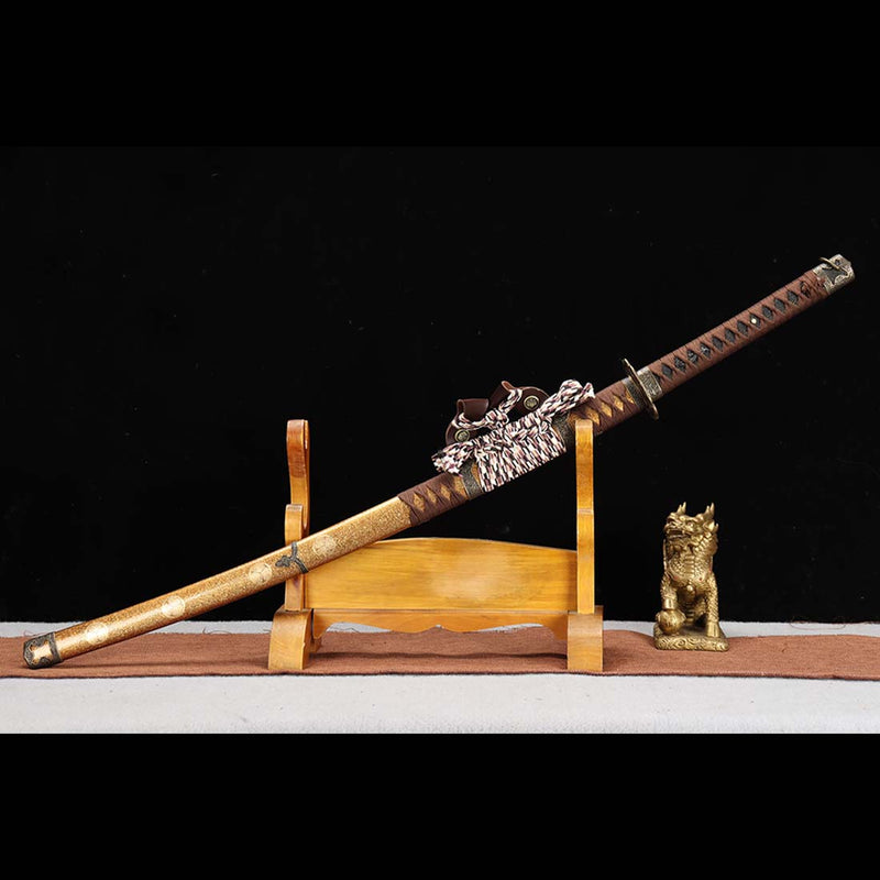 Oda Nobunaga Sword Replica with Cypress Saya, T10 Steel Japanese Tachi Sword 