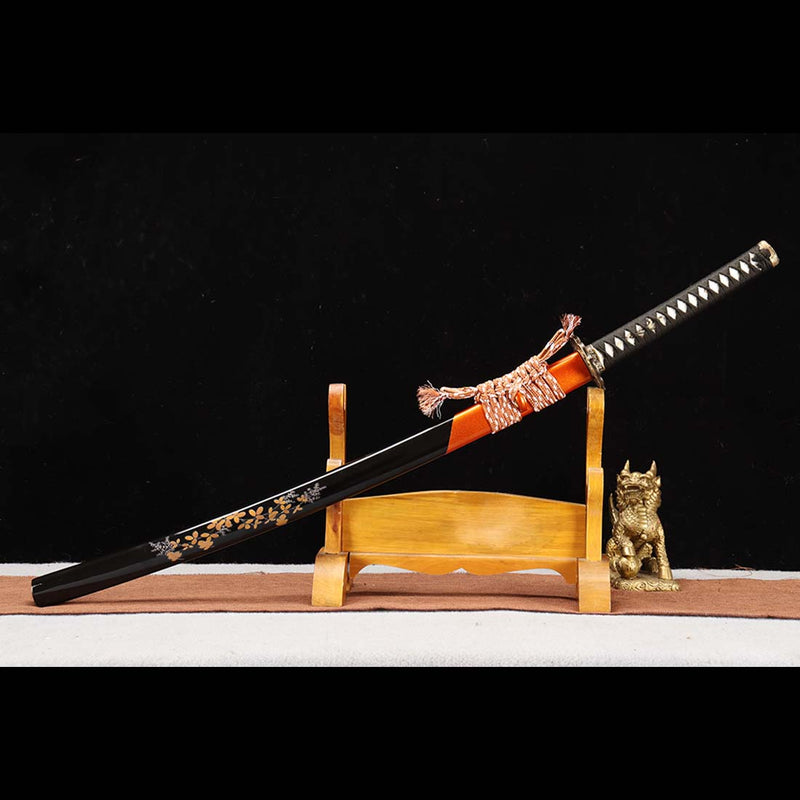 Japanese Katana Sword of T10 Steel Blade, Gotamasi Sword with Brass Saya 