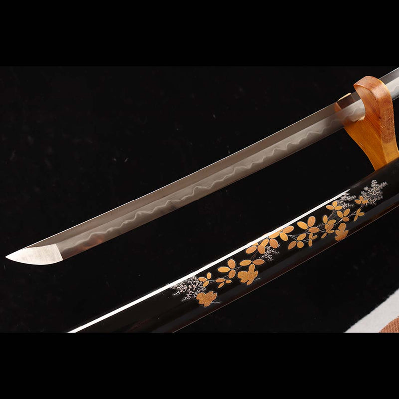 Japanese Katana Sword of T10 Steel Blade, Gotamasi Sword with Brass Saya 
