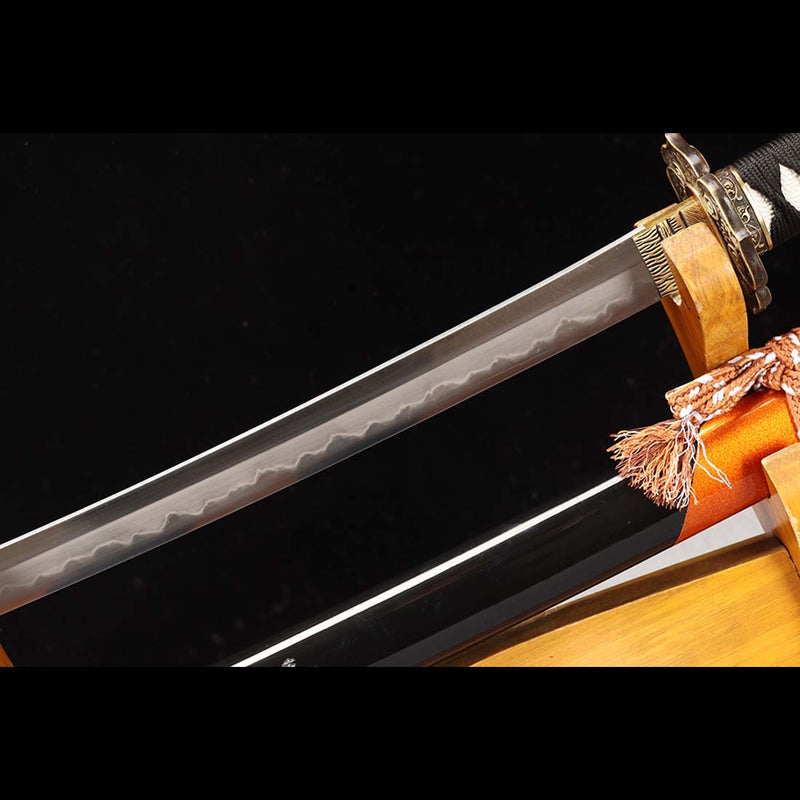 Japanese Katana Sword of T10 Steel Blade, Gotamasi Sword with Brass Saya 