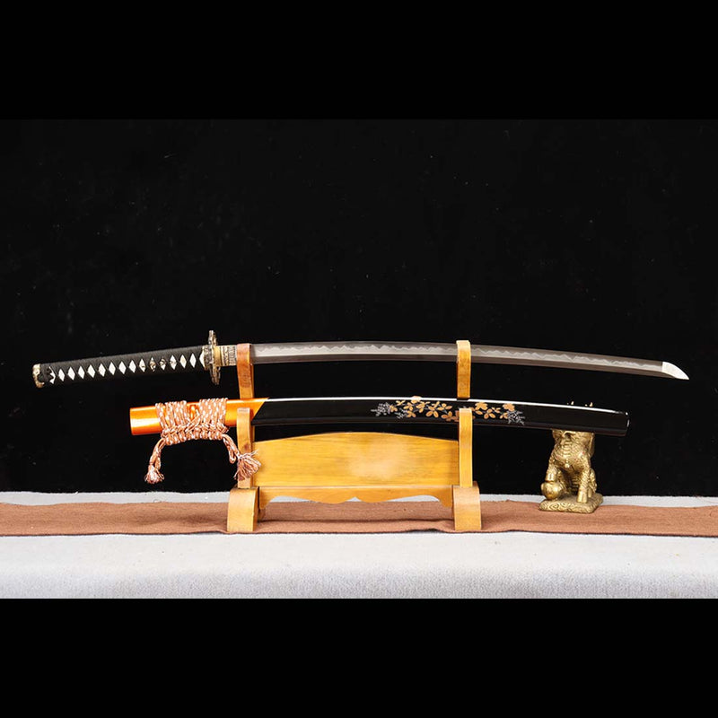 Japanese Katana Sword of T10 Steel Blade, Gotamasi Sword with Brass Saya 