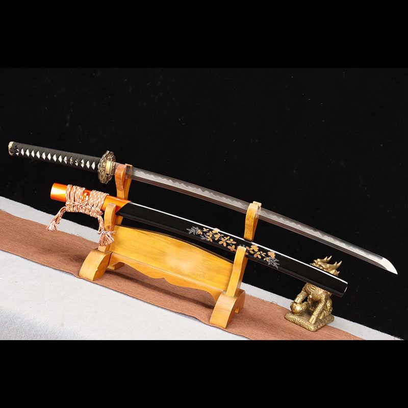 Japanese Katana Sword of T10 Steel Blade, Gotamasi Sword with Brass Saya 