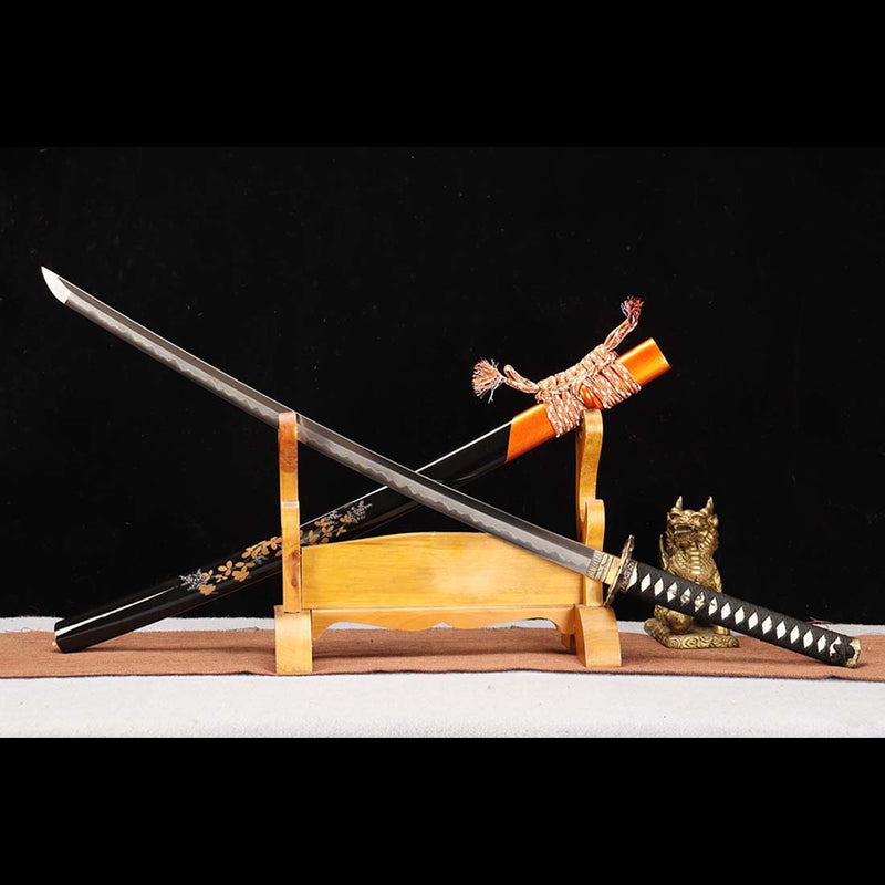 Japanese Katana Sword of T10 Steel Blade, Gotamasi Sword with Brass Saya 
