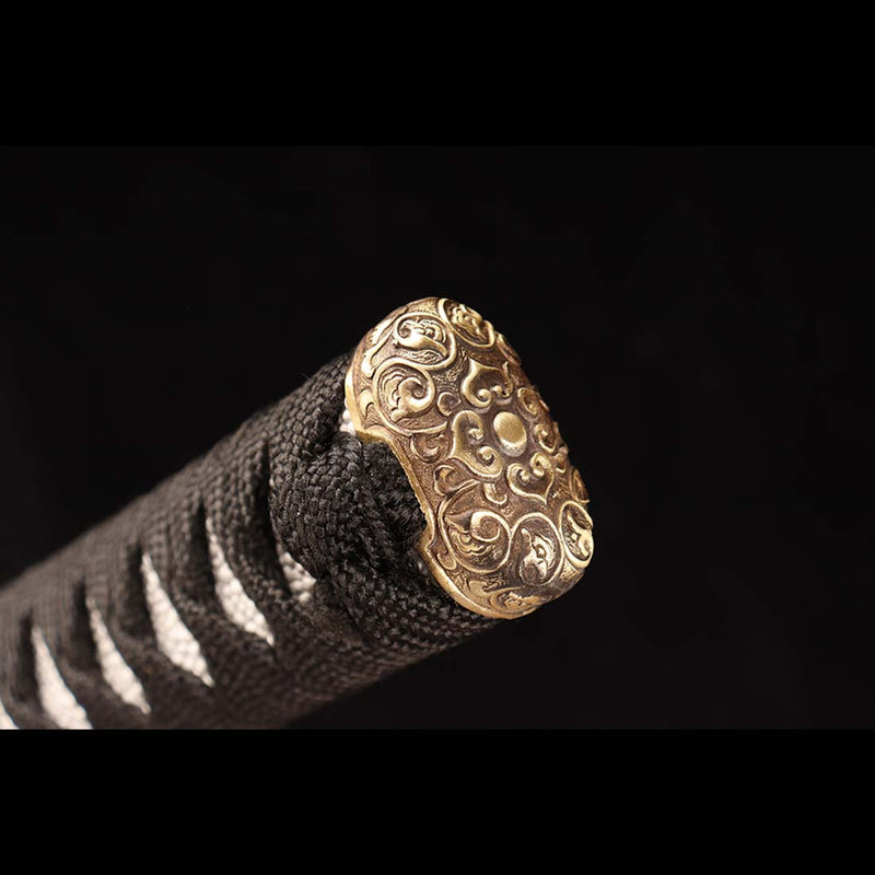 Japanese Katana Sword of T10 Steel Blade, Gotamasi Sword with Brass Saya 