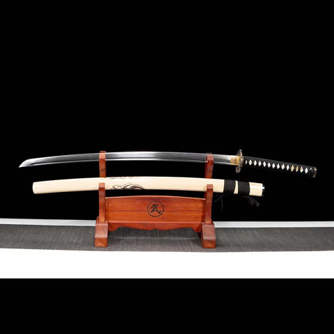 Handmade Japanese Samurai Katana, T10 Steel with Bo-hi Samurai Print Saya Eagle Tsuba-COOLKATANA-QQ-0217-U
