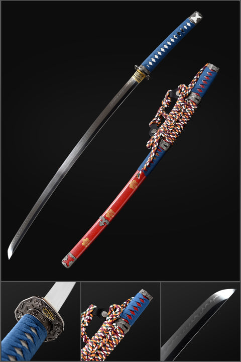 Handmade Japanese Tachi Sword, Murasakino Hantachi T10 Steel Full Tang Blade Painted Saya-COOLKATANA-QQ-0224-U