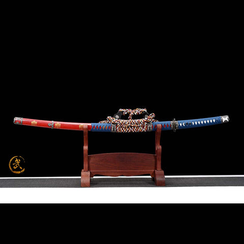 Handmade Japanese Tachi Sword, Murasakino Hantachi T10 Steel Full Tang Blade Painted Saya-COOLKATANA-QQ-0224-U