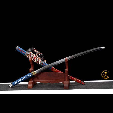 Handmade Japanese Tachi Sword, Murasakino Hantachi T10 Steel Full Tang Blade Painted Saya-COOLKATANA-QQ-0224-U