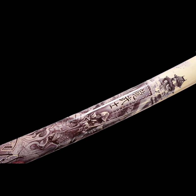 T10 Steel Mirrorlike Blade Japanese Samurai Katana with Bo-hi Full Tang Dragon Samurai Saya 