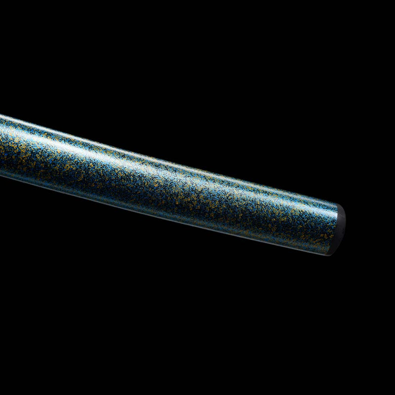 T10 Steel Blade Leaf Pattern Japanese Samurai Katana with Bo-hi Snake Pattern Fitting Blue-green Saya 