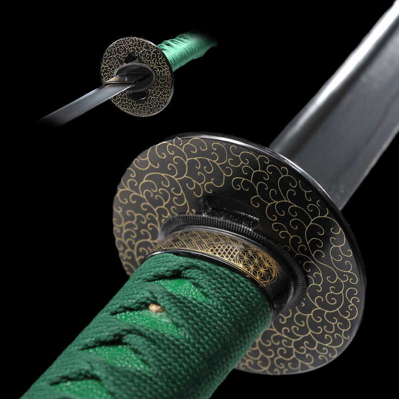 Handmade Japanese Samurai Wakizashi Sword Folded Steel Black Blade Ful 