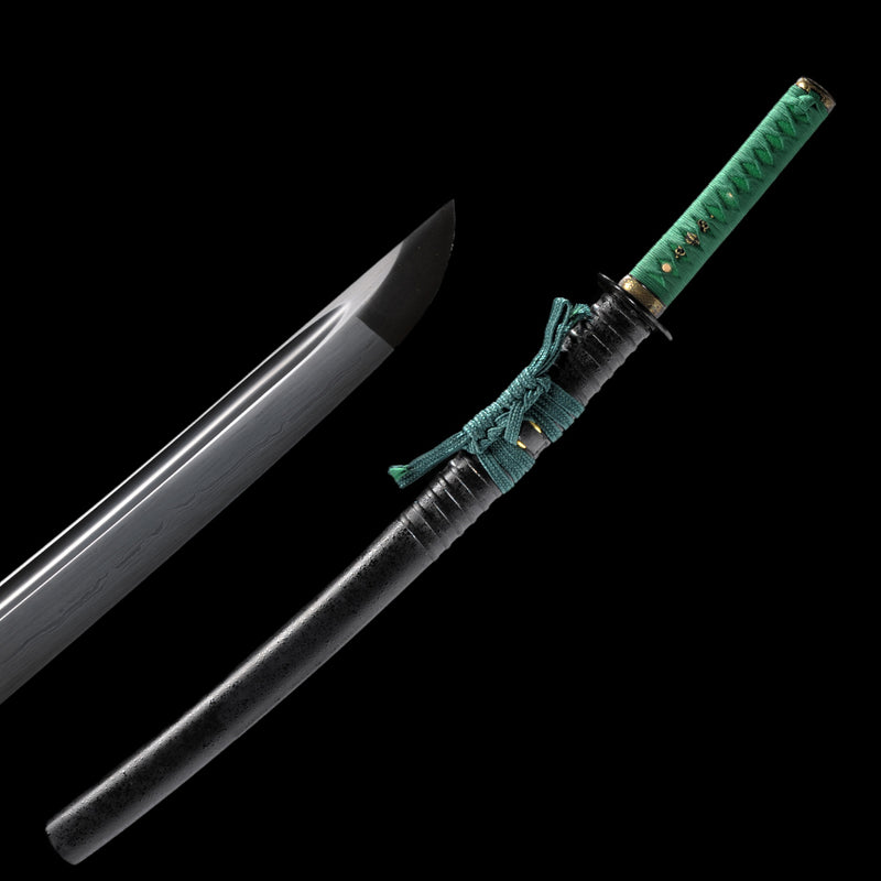Handmade Japanese Samurai Wakizashi Sword Folded Steel Black Blade Ful 