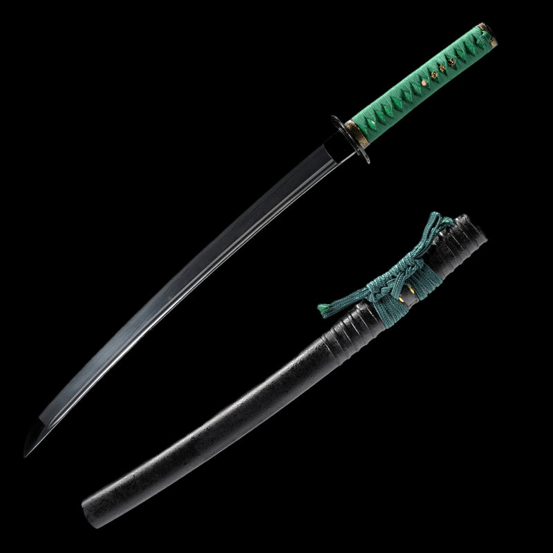 Handmade Japanese Samurai Wakizashi Sword Folded Steel Black Blade Ful 