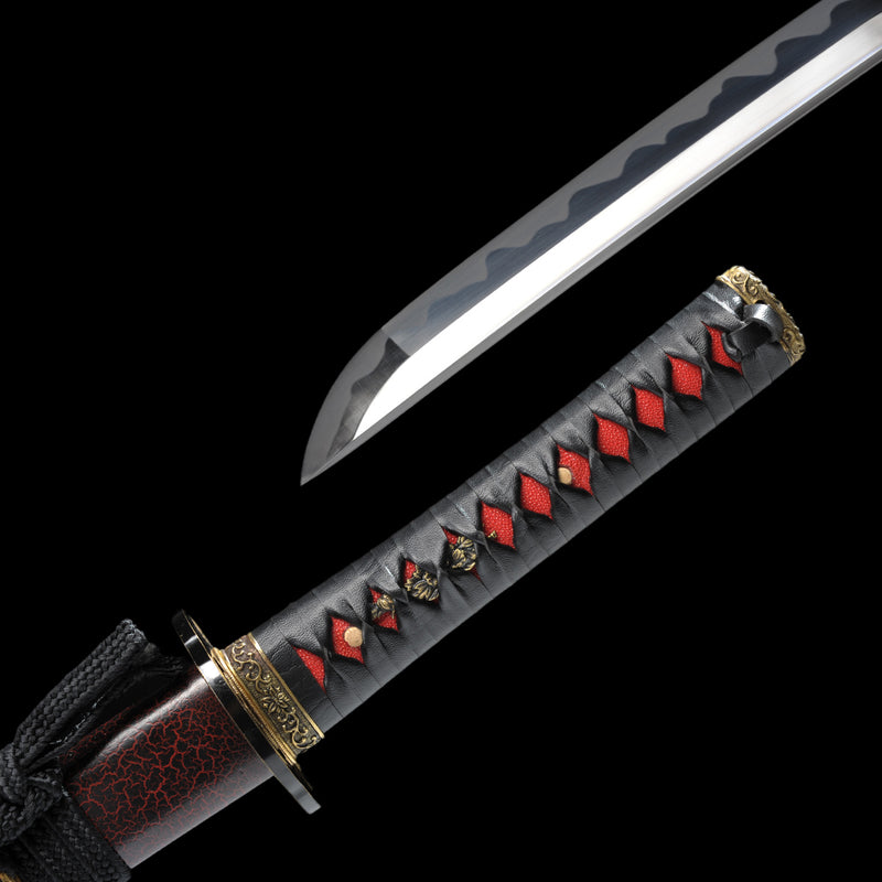 Handgefertigtes japanisches Wakizashi-Schwert 1095 Kohlenstoffstahl Starker Vollerl - COOLKATANA 