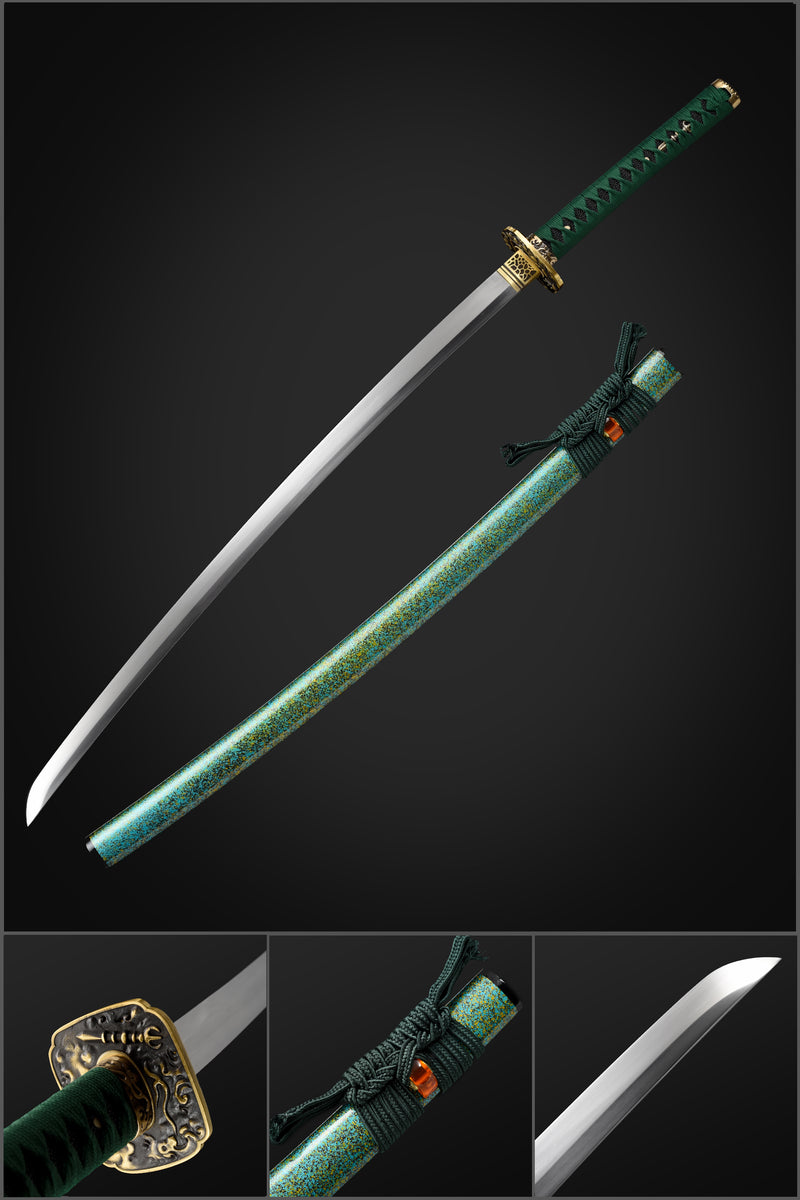 Sanctuary Blade 1060 Carbon Steel Katana Sword with Green Saya 