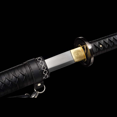 Battle Ready The Walking Dead Michonne Katana with Hamon Black Saya and 1060 Carbon Steel Blade-QQ-0124-U