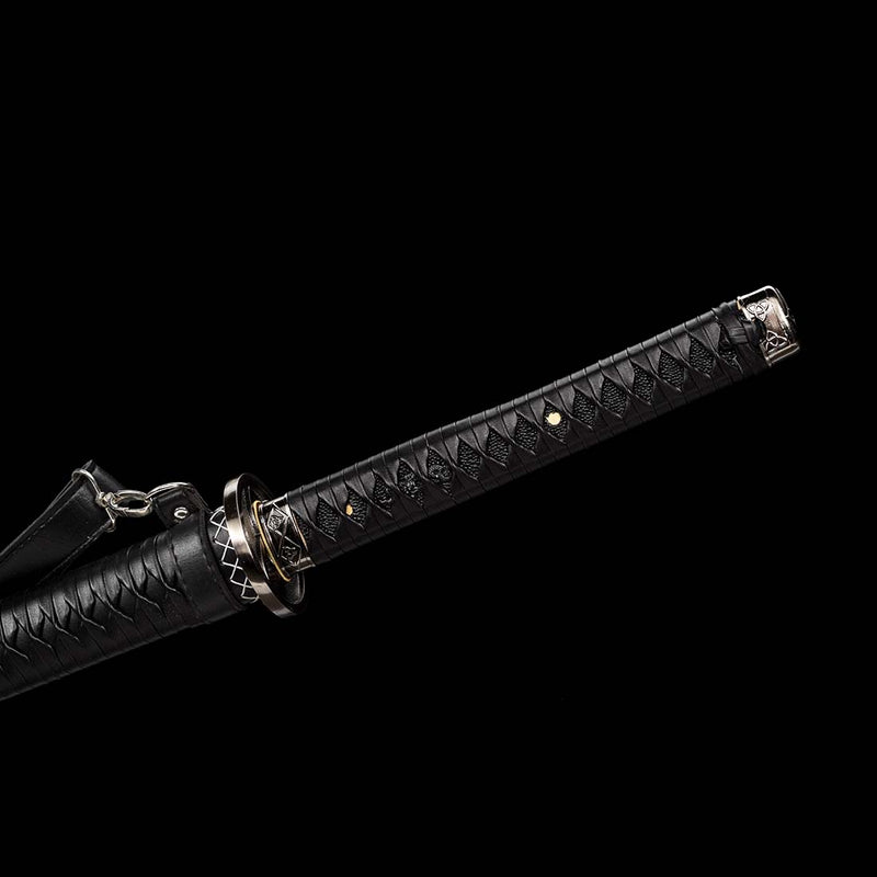 The Walking Dead Michonne Katana พร้อม Hamon Black Saya และใบมีดเหล็กกล้าคาร์บอน 1060 