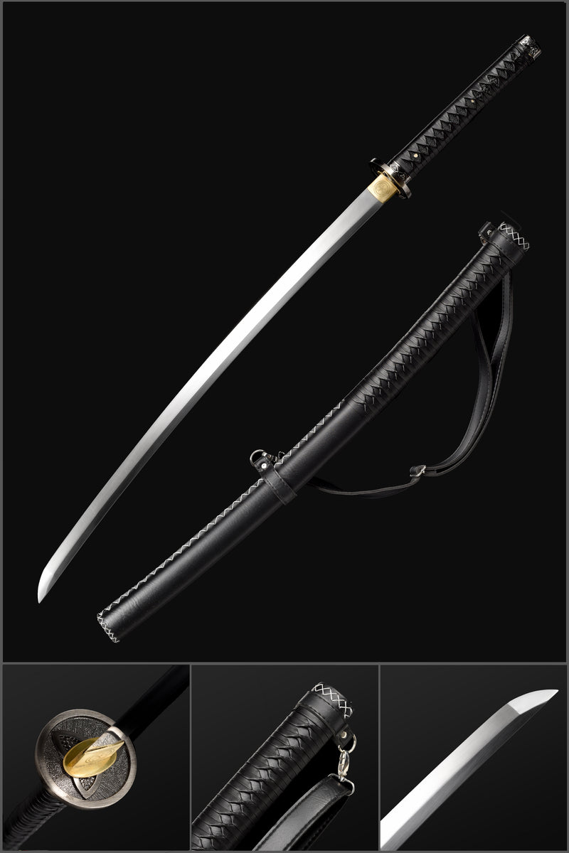 The Walking Dead Michonne Katana พร้อม Hamon Black Saya และใบมีดเหล็กกล้าคาร์บอน 1060 
