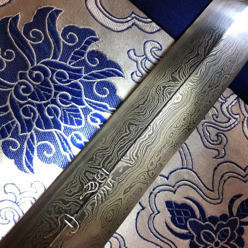 Handmade Chinese Sword Fire Dragon Sword Folded steel Blade Finely Pol 