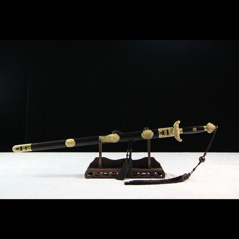 Handmade Chinese Sword QianLong's Emperor Jian Hand Carved Folded Steel Blade Ebony Scabbard-COOLKATANA-SL-3089-U
