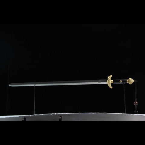 Handmade Chinese Sword QianLong's Emperor Jian Hand Carved Folded Steel Blade Ebony Scabbard-COOLKATANA-SL-3089-U
