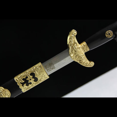 Handmade Chinese Sword QianLong's Emperor Jian Hand Carved Folded Steel Blade Ebony Scabbard-COOLKATANA-SL-3089-U