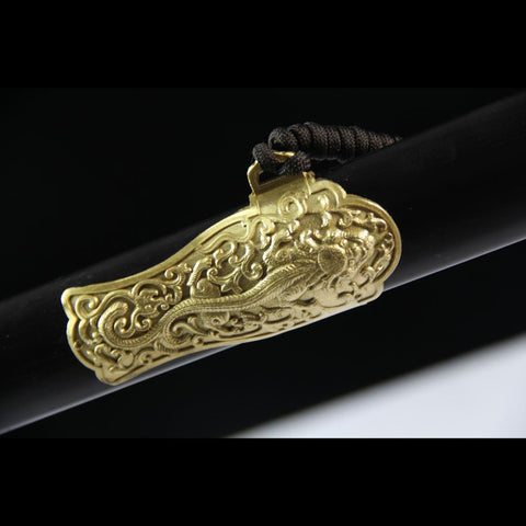 Handmade Chinese Sword QianLong's Emperor Jian Hand Carved Folded Steel Blade Ebony Scabbard-COOLKATANA-SL-3089-U