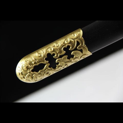 Handmade Chinese Sword QianLong's Emperor Jian Hand Carved Folded Steel Blade Ebony Scabbard-COOLKATANA-SL-3089-U