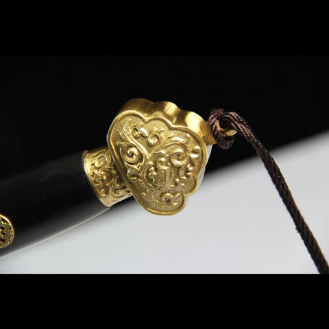Handmade Chinese Sword QianLong's Emperor Jian Hand Carved Folded Steel Blade Ebony Scabbard-COOLKATANA-SL-3089-U